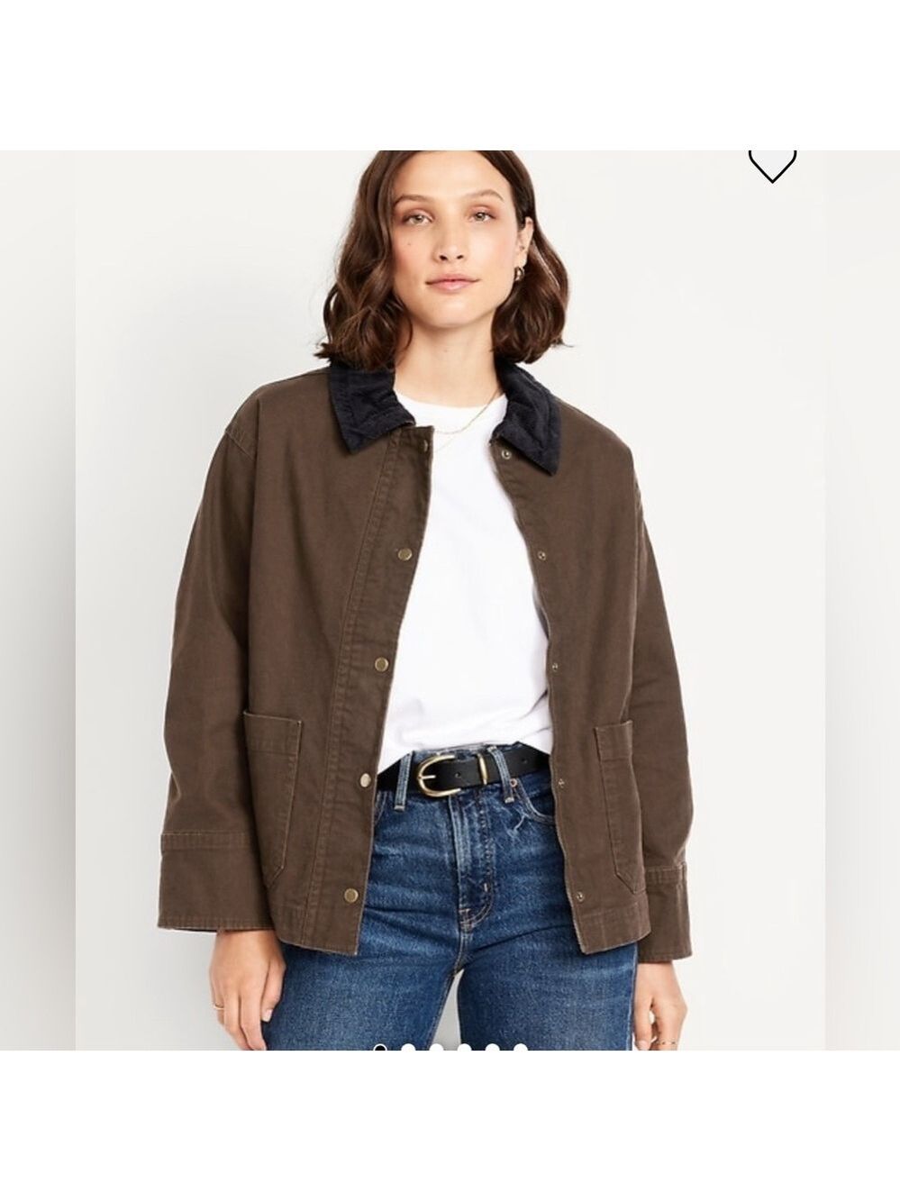 Old Navy Canvas Corduroy Collar Barn Ranch Chocolate Kiss Gorpcore Chore Jacket